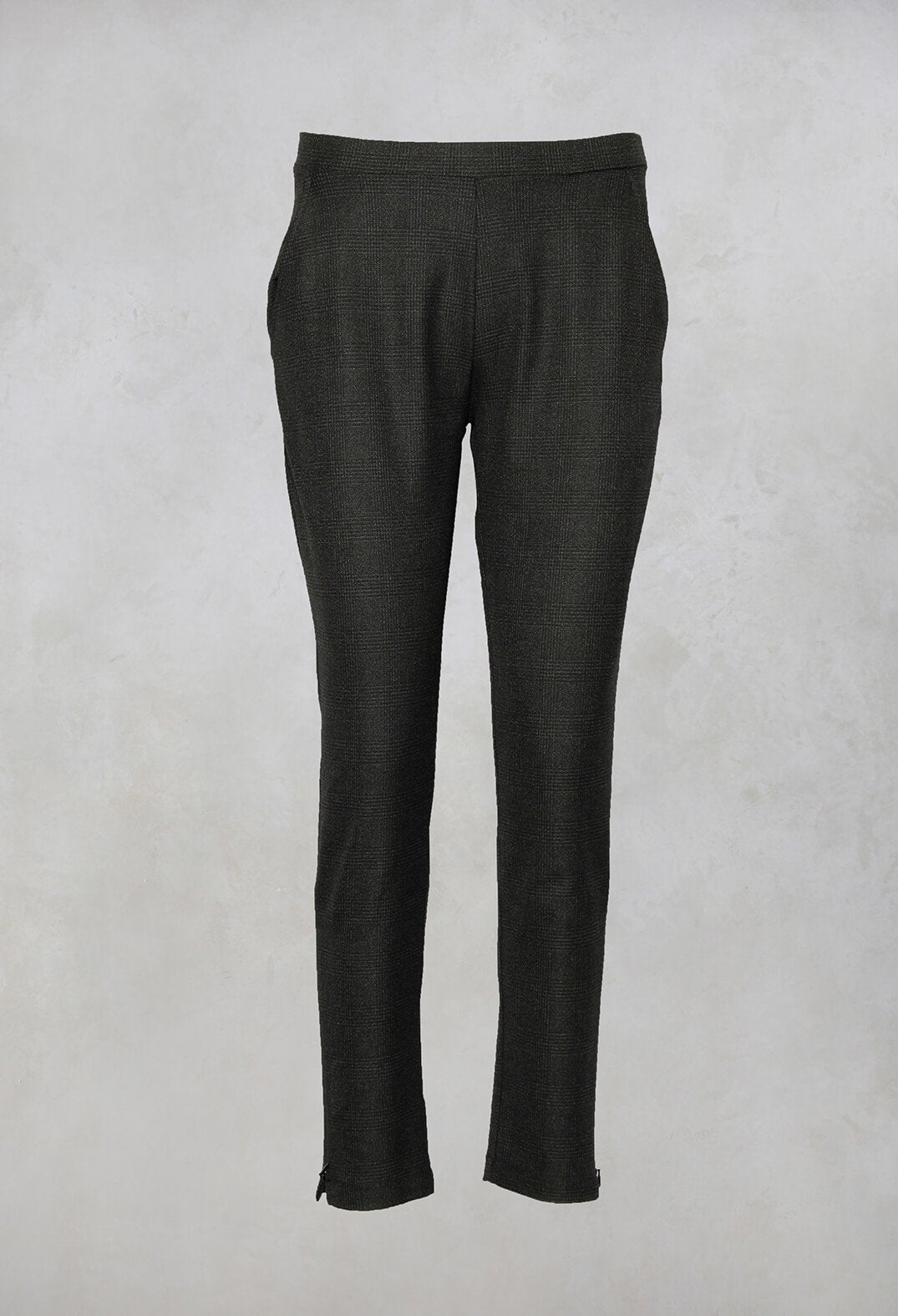 Clok Trousers with Check Print in Dark Grey