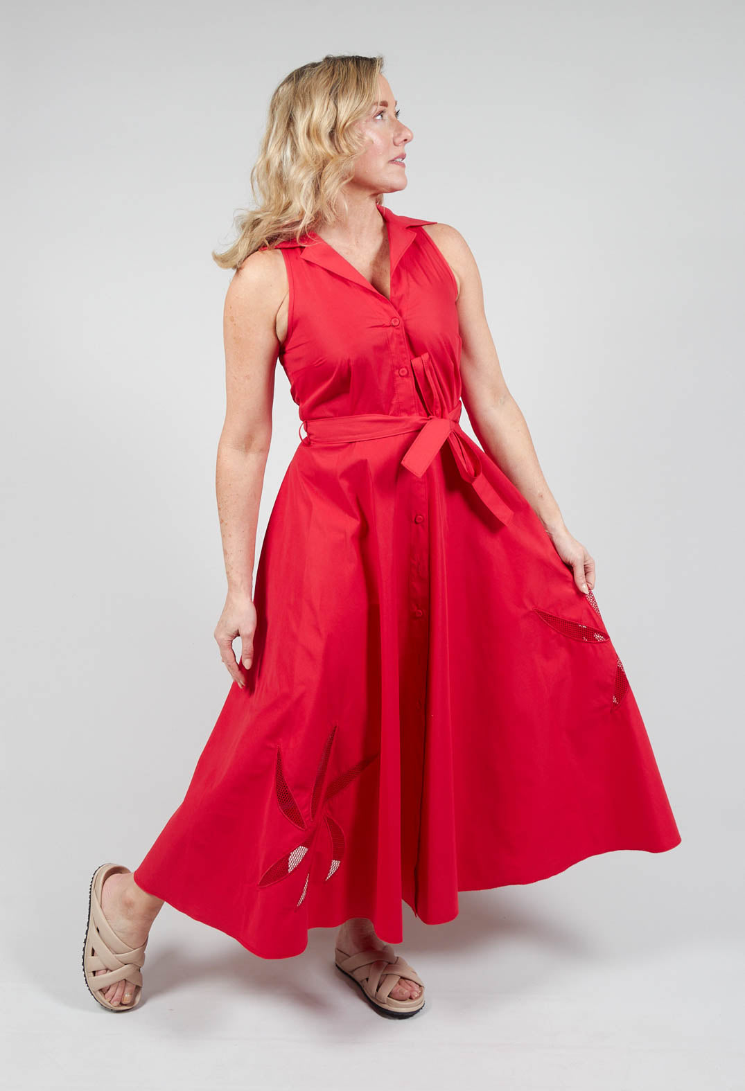 Beatrice B Collared Sleeveless Dress in Chili Pepper Beatrice B Collared Sleeveless Dress in Chili Pepper