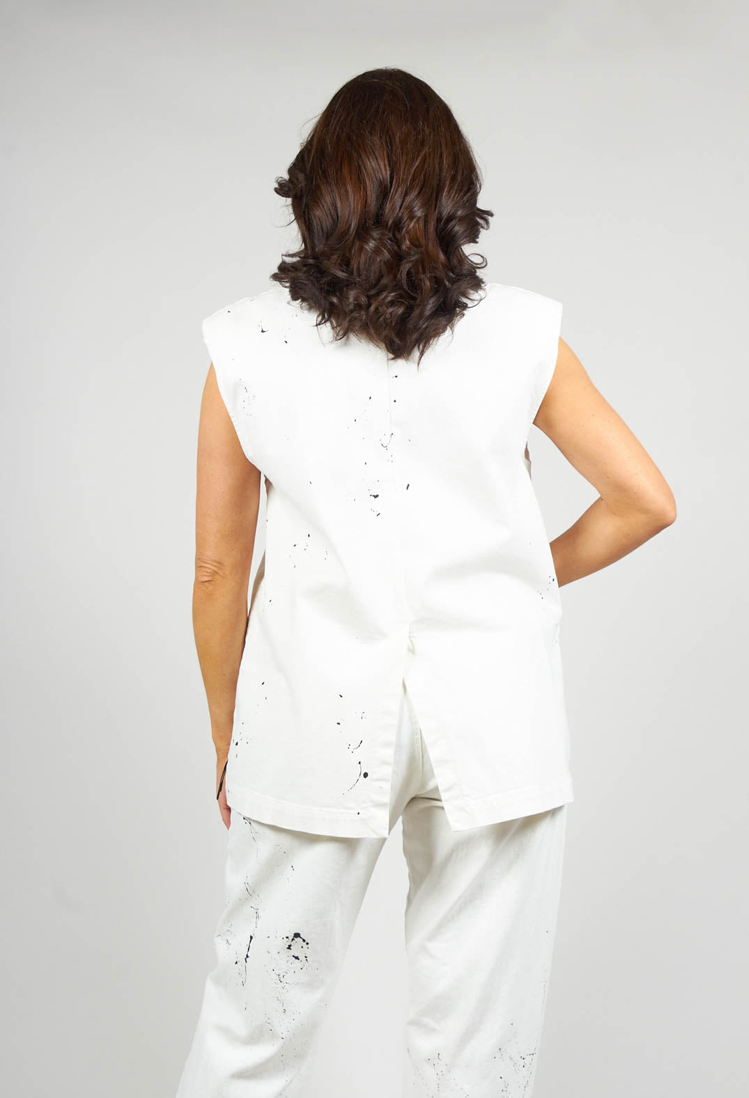 Cotton Denim Waistcoat in White