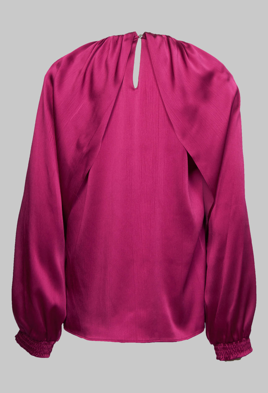 crepe shirt in metallic pink with neck button fastening
