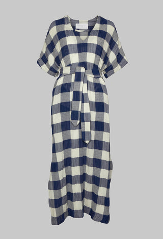 Crinkle Dress In Blue and White Check