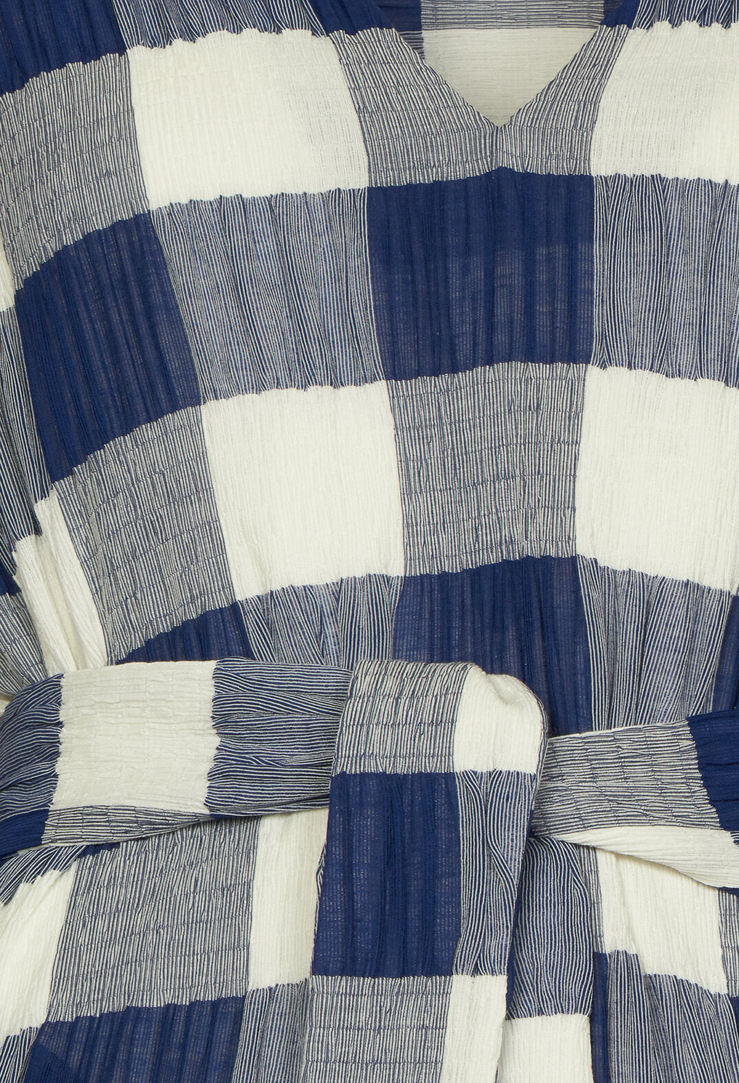 Crinkle Dress In Blue and White Check