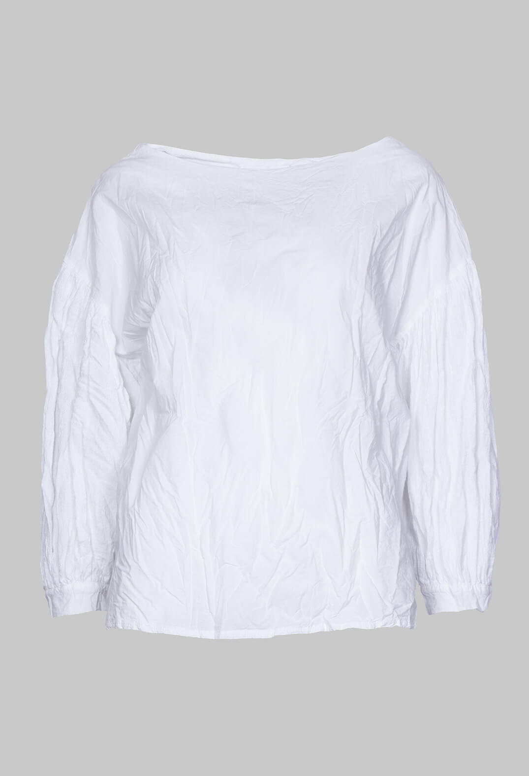 Crinkle Top with Contrasting Sleeves in White