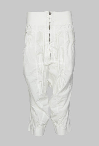 Cropped Cargo Trousers with Jersey Waistband in Starwhite