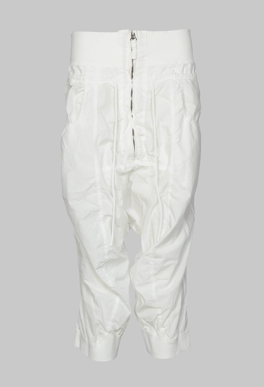Cropped Cargo Trousers with Jersey Waistband in Starwhite