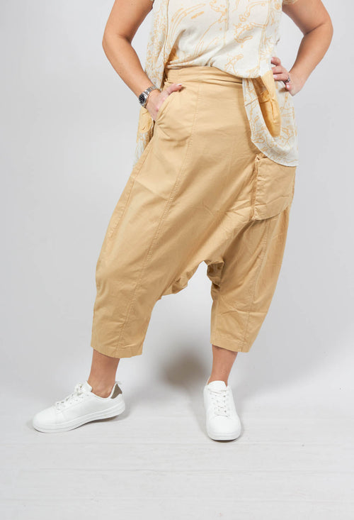 Cropped Drop Crotch Trousers in Corn
