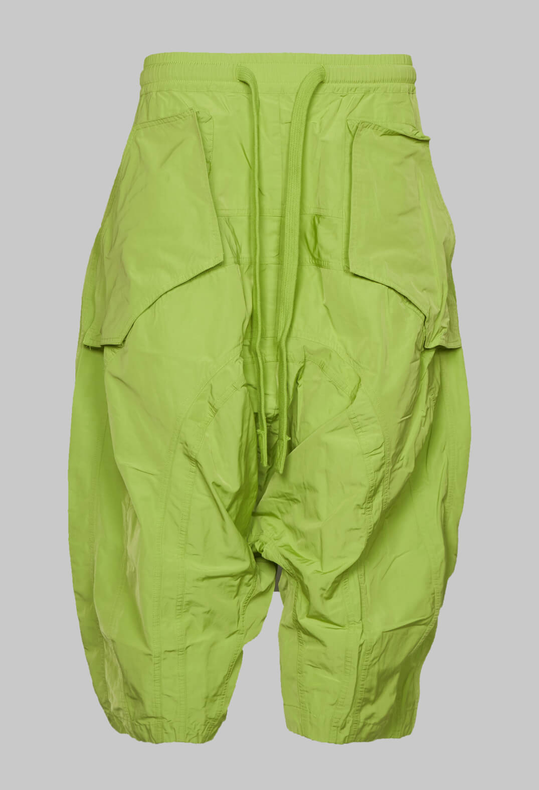 Cropped Drop Crotch Trousers with Curved Pocket Detail in Kiwi