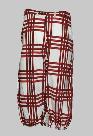 Drop Crotch Trousers With Wrap Over Detail In Fraise Check