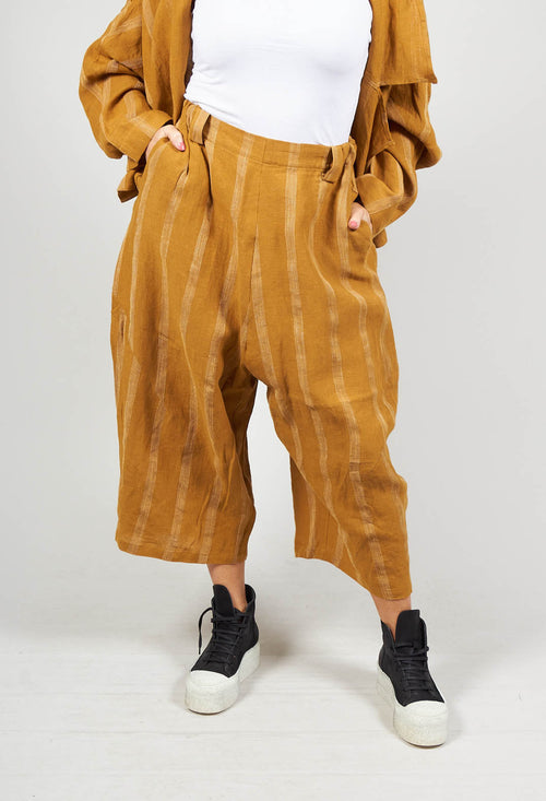 Cropped Dropcrotch Trousers in Mustard