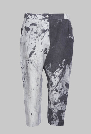 Cropped Linen Trousers in Grey Dye