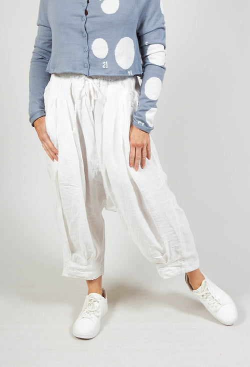 Cropped Linen Trousers in Off White