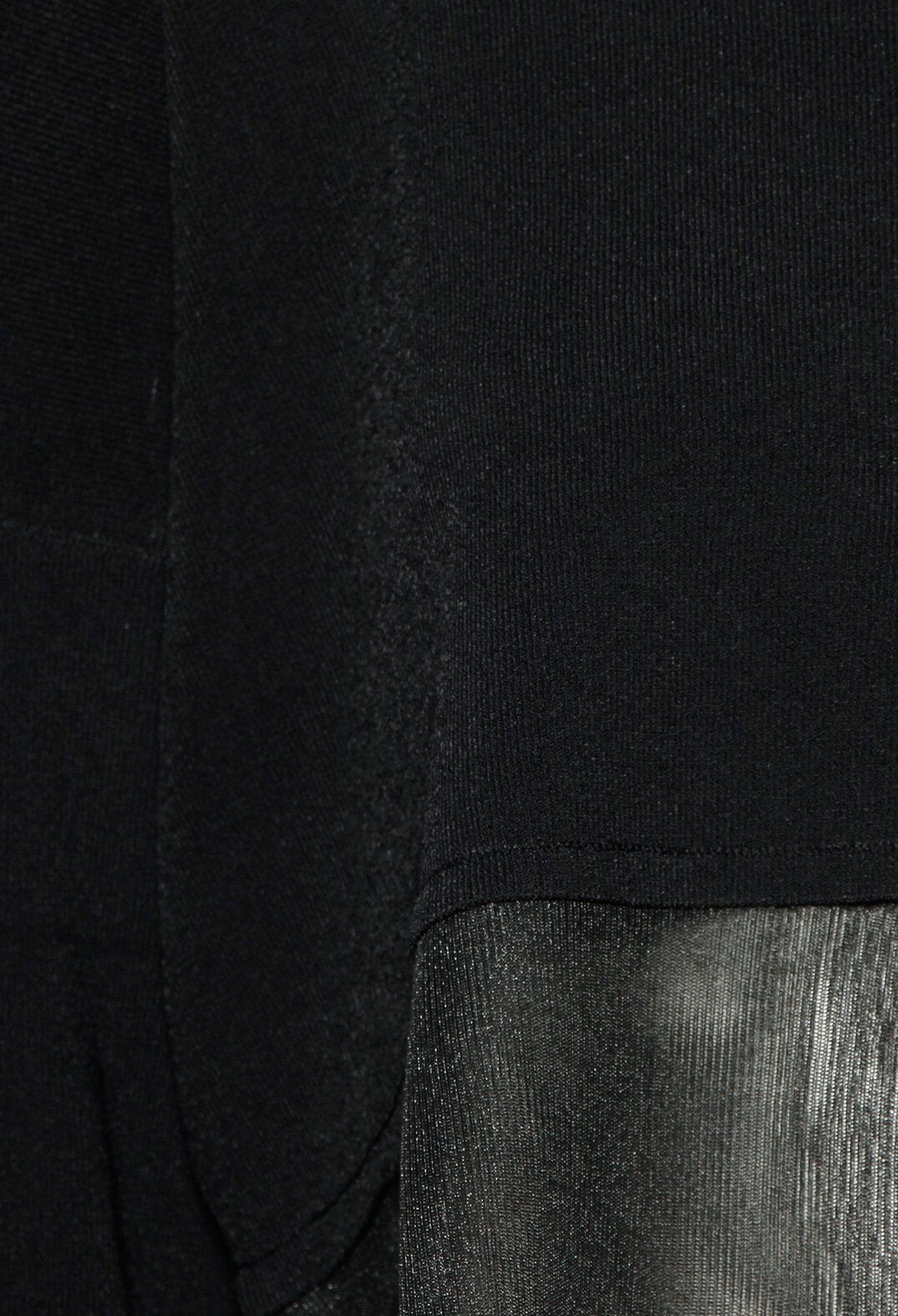 Cropped Style Cardigan with Net Trim in Black