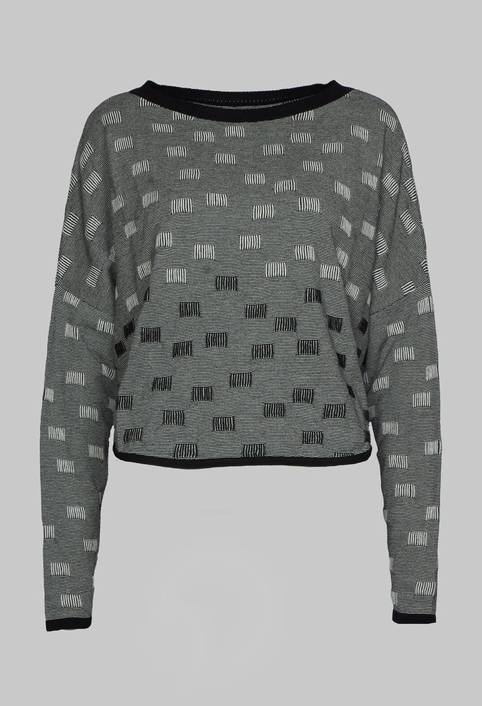 Cropped Textured Sweater in Black
