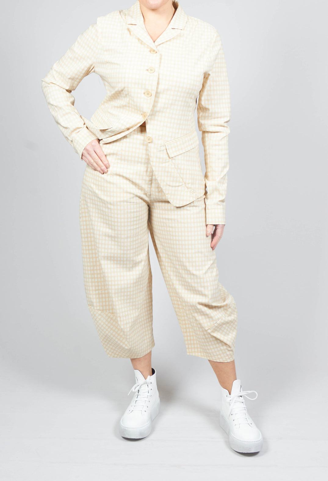 Cropped Trousers in Corn Check