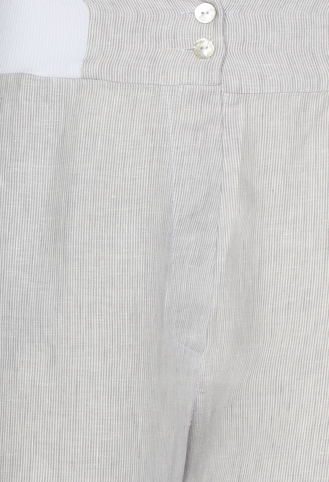 Cropped Trousers with Elasticated Waistband in Light Grey Stripe