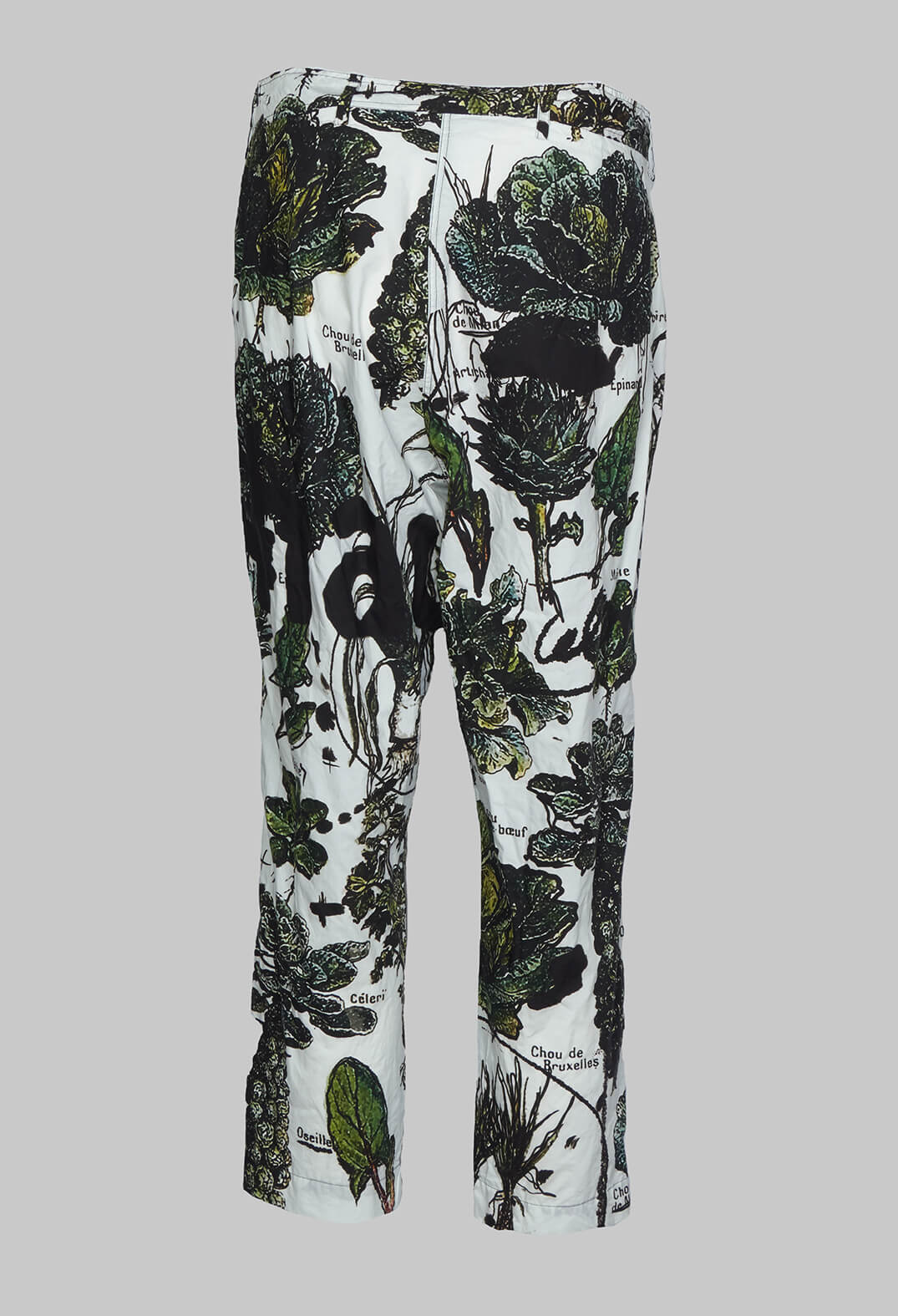 Cropped Trousers with Fabric Belt in Haricot Print