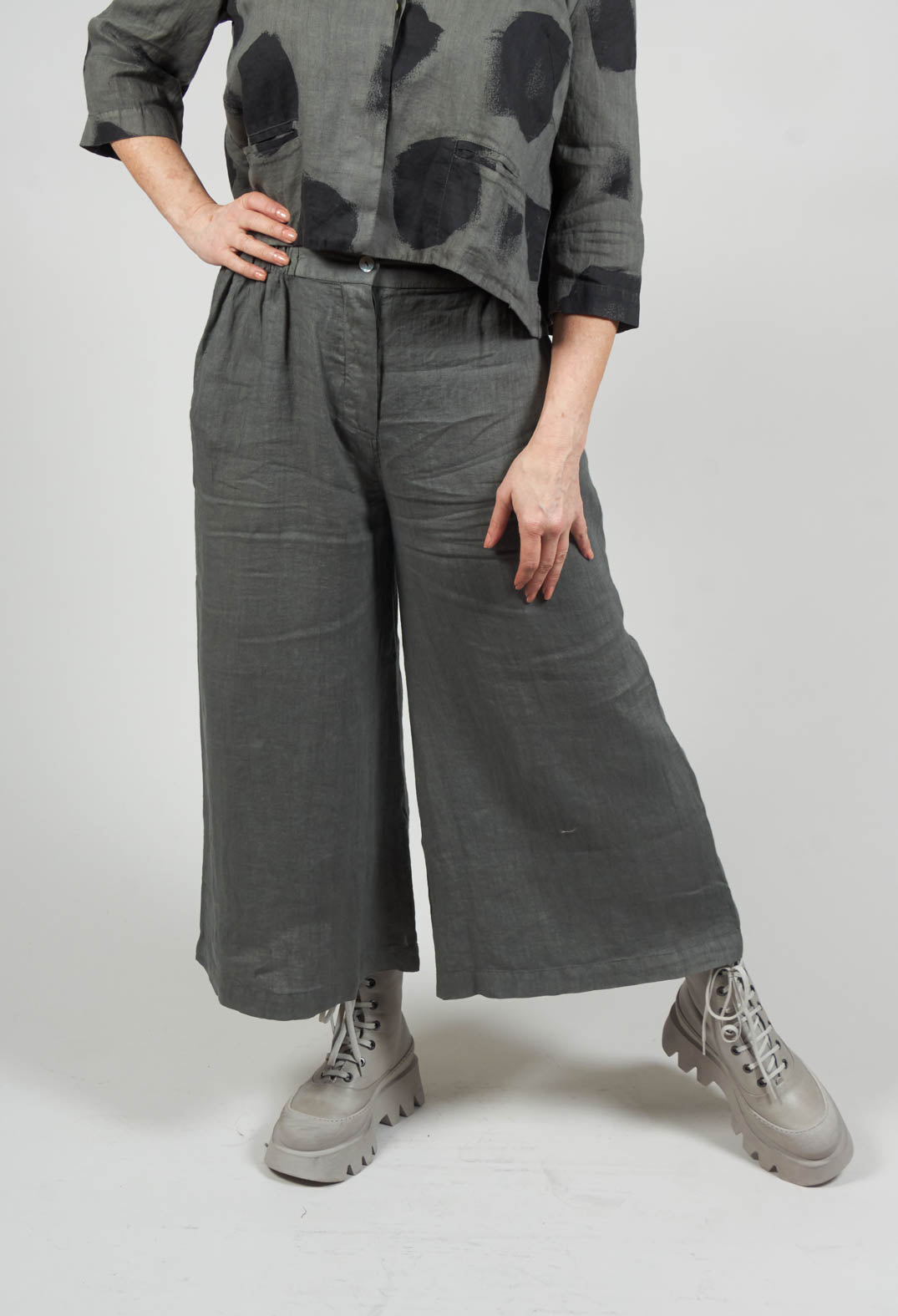 Cropped Wide Leg Trousers in Sage
