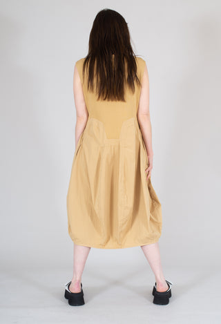 Dual Fabric Dress with Tulip Hem in Corn