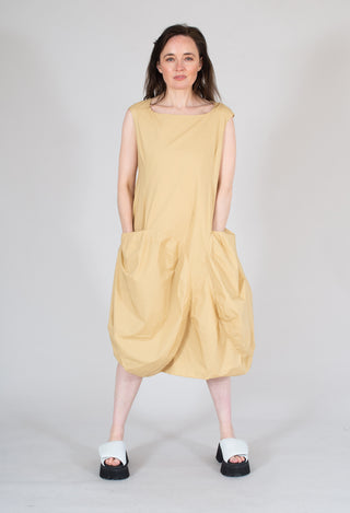 Tulip Hem Dress with Large Pockets in Corn