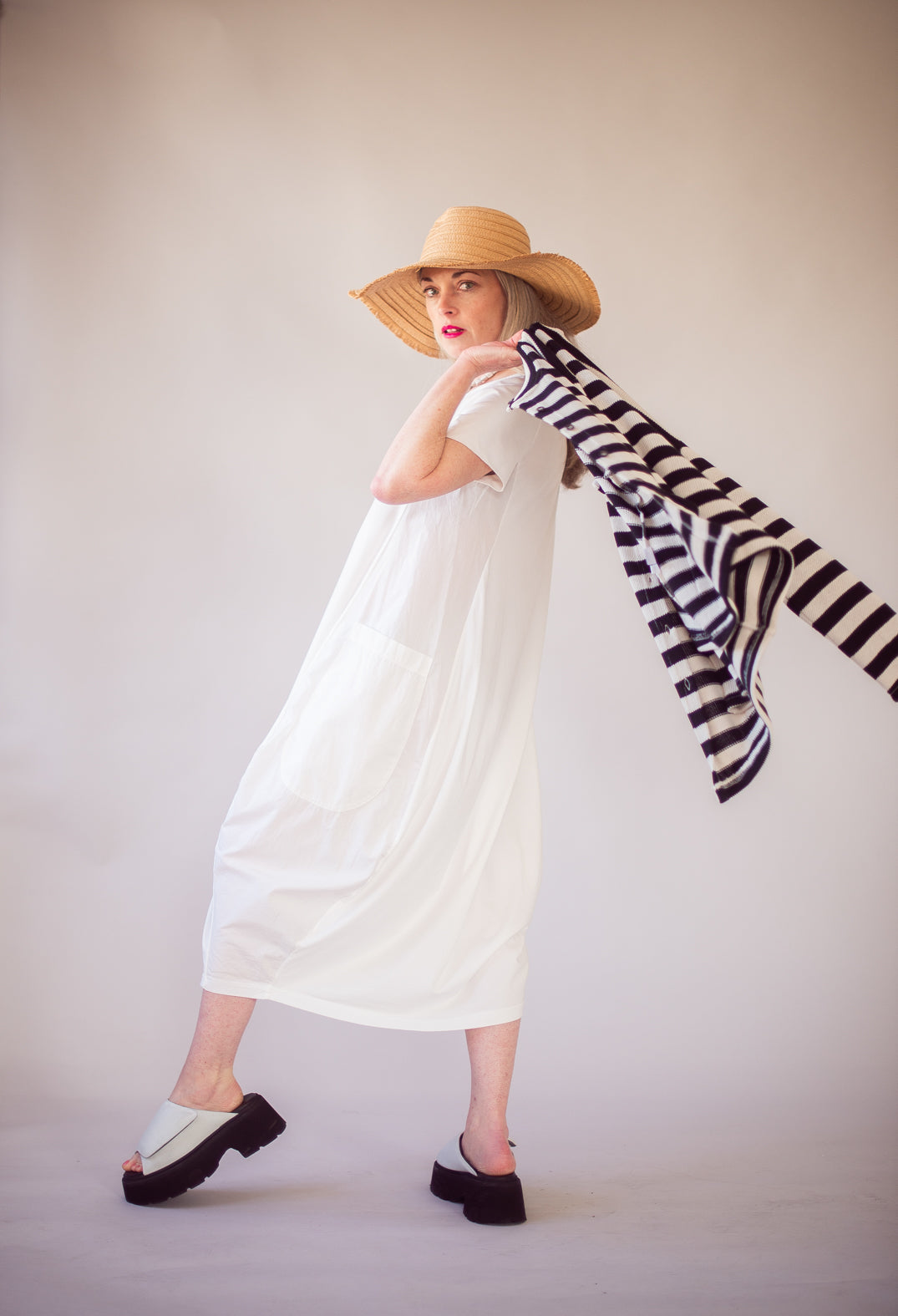 Thick Velcro Strapped Sandal in Gasoline Bianco Ottico