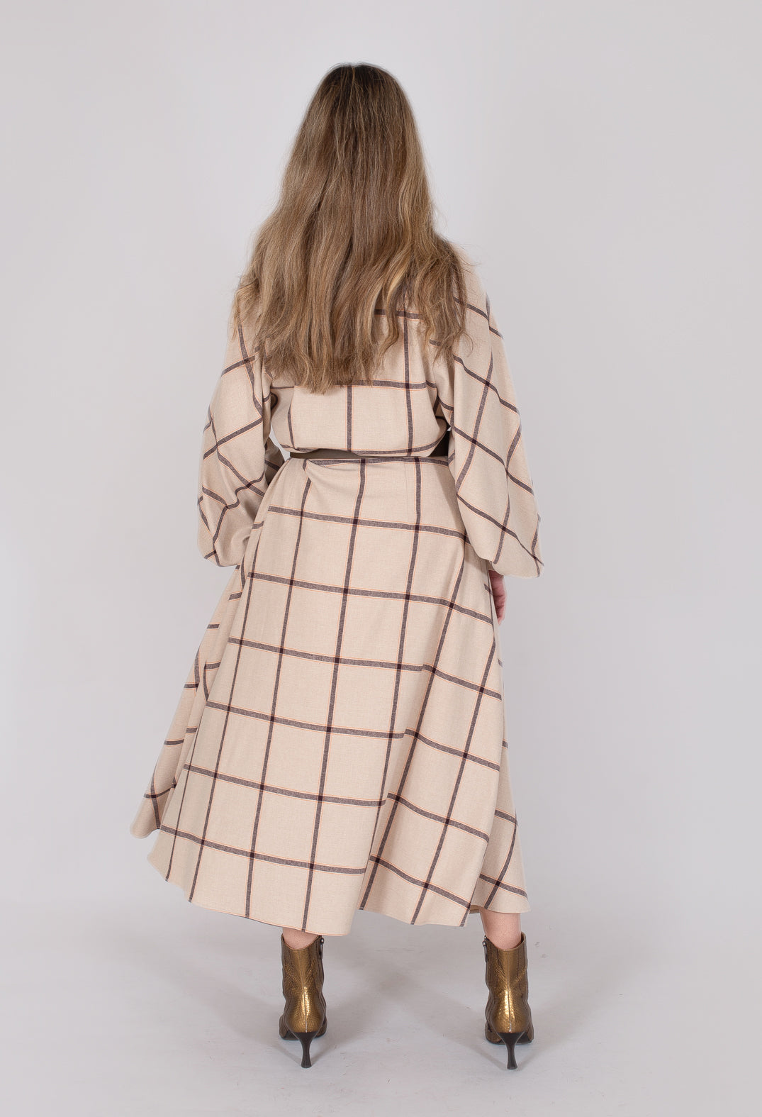 Beatrice B wool flannel skirt in beige check