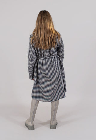 Long Sleeve Shirt Dress in Navy Check
