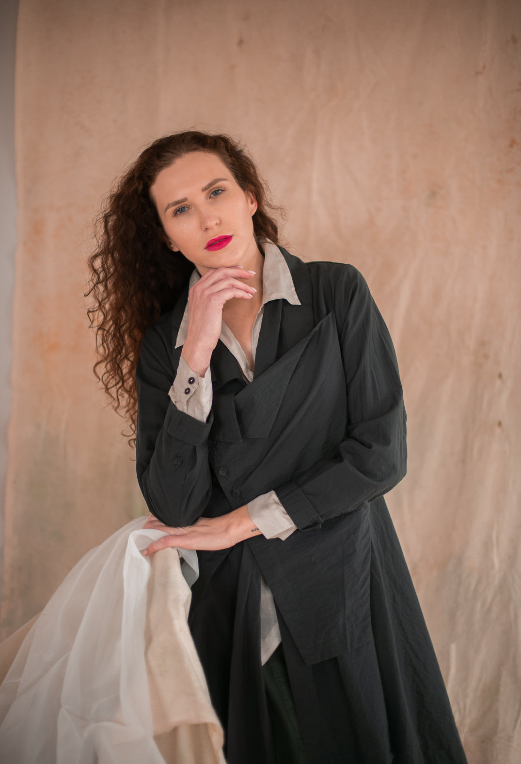 Layered Long Line Shirt in Ardoise