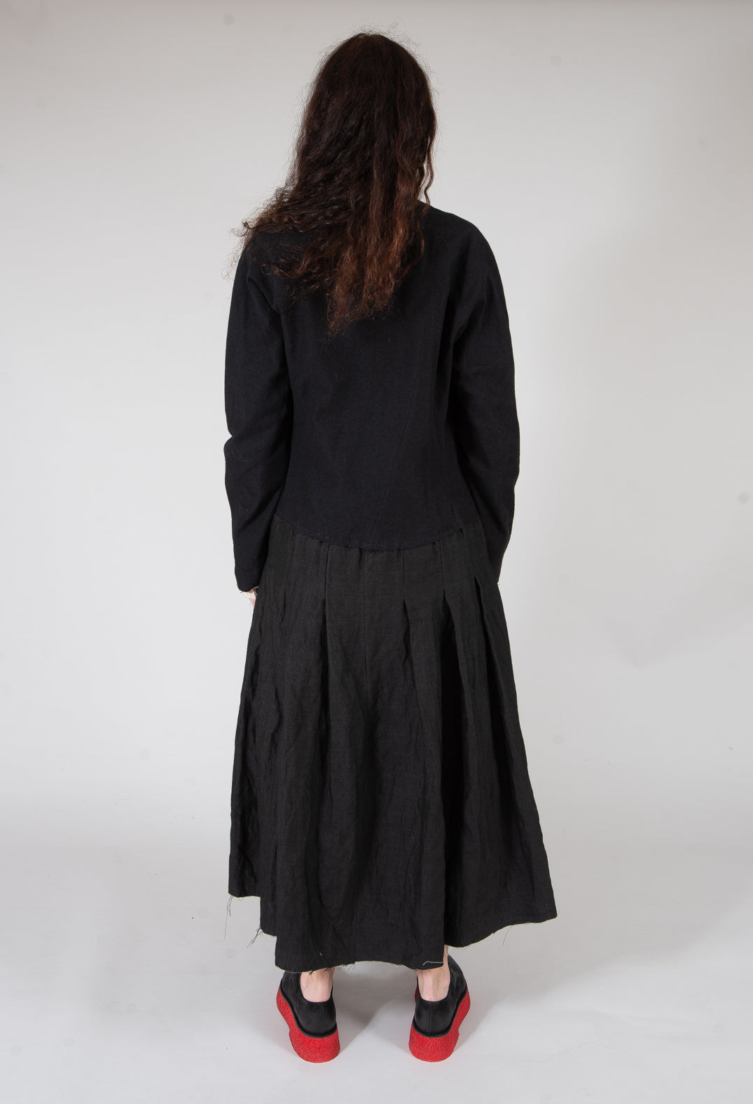 Longline Button Through Dress Coat in Black