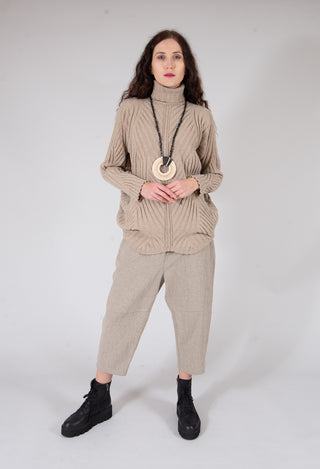 Wide Leg Dropcrotch Trousers in Beige