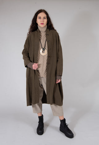 Wide Leg Dropcrotch Trousers in Beige