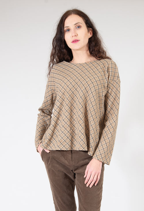 Top with Tartan Wool in Beige