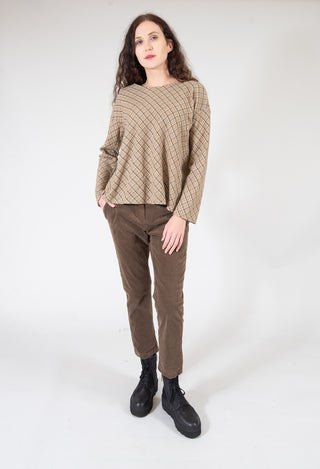 Top with Tartan Wool in Beige