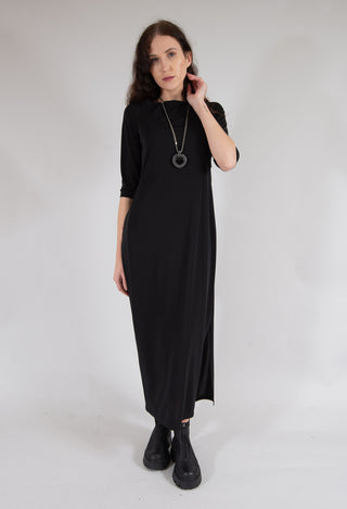 Long Dress with Three Quarter Length Sleeves in Black