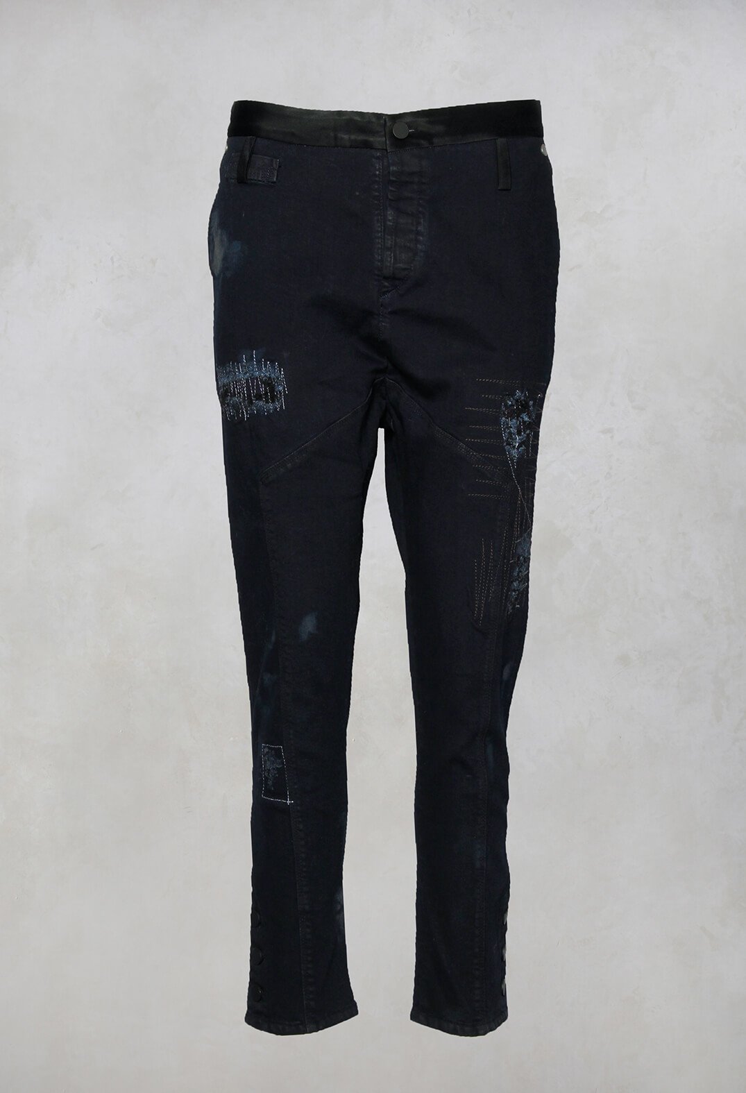 Dark Blue Jeans With Patches