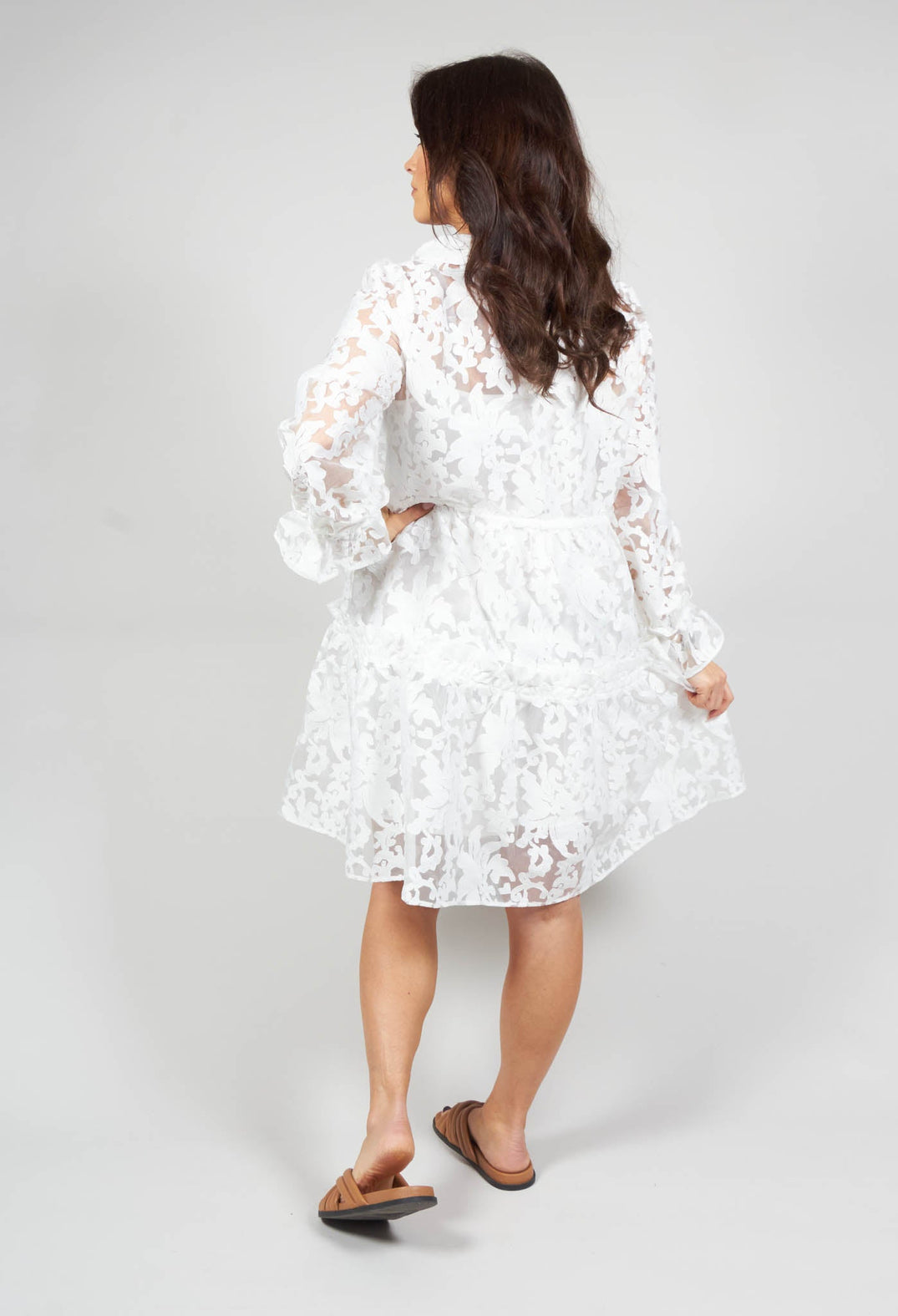 Delia Dress in Fleur Natural White