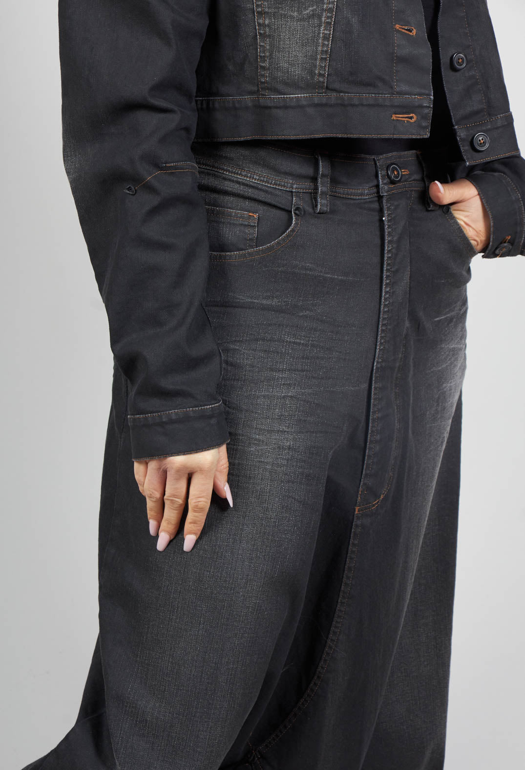 Drop Crotch Trousers in Black Jeans