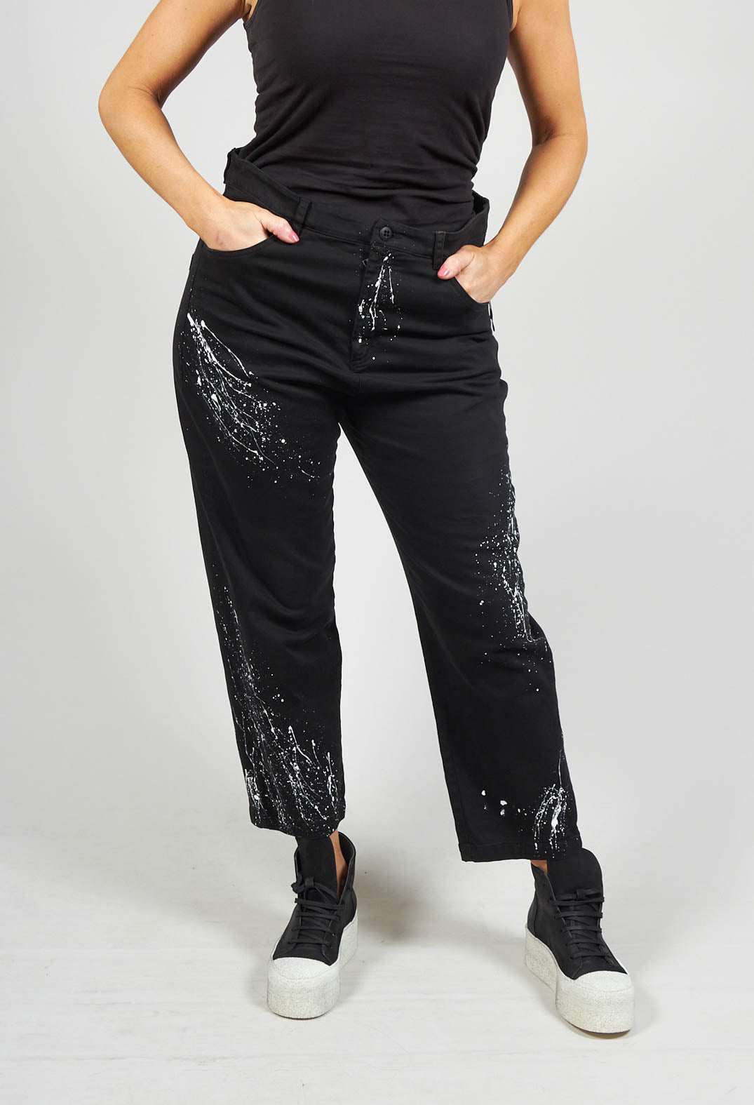 Denim Jeans with Contrasting Paint Detail in Black