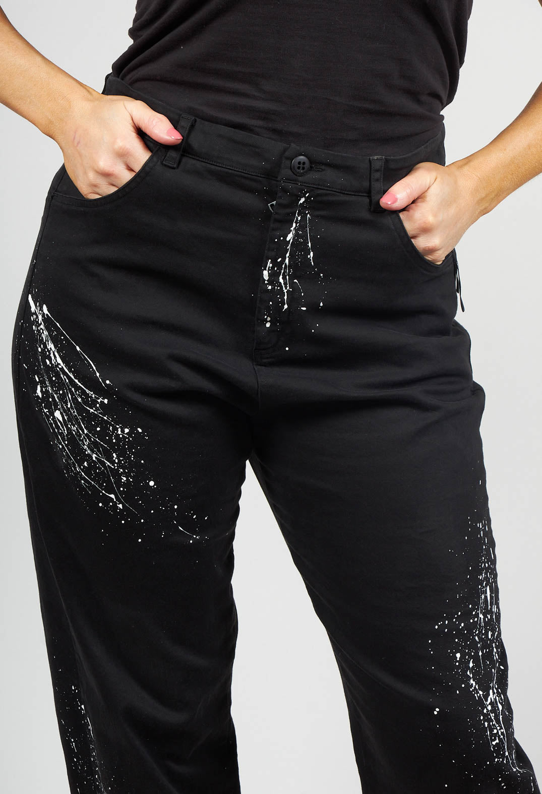 Denim Jeans with Contrasting Paint Detail in Black