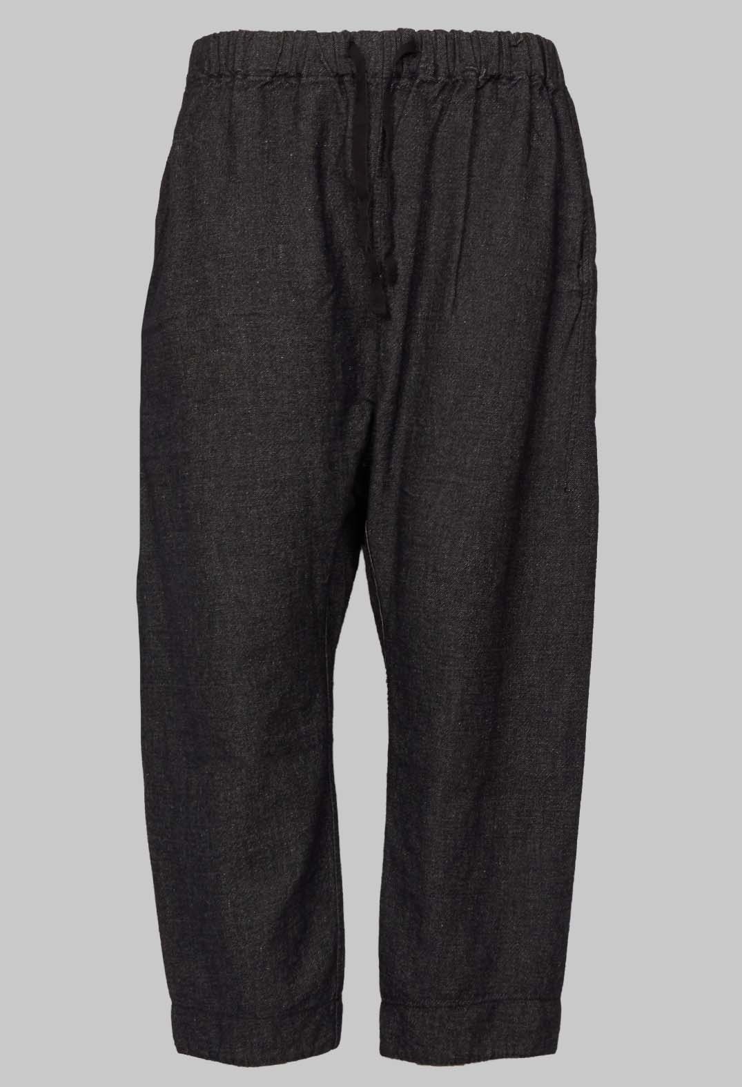 Denim Style Trousers with Elasticated Waist in Black