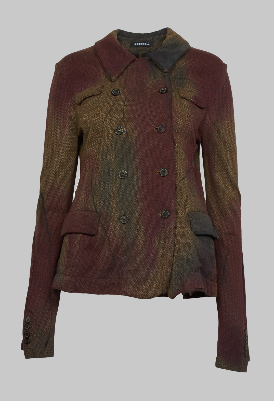 Double Breasted Jacket with Pointed Collar in Umbra Paint