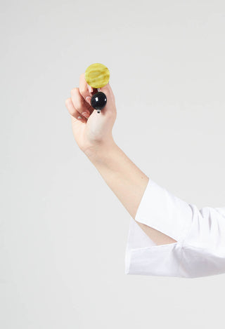 Double Part Circular Earrings in Lime