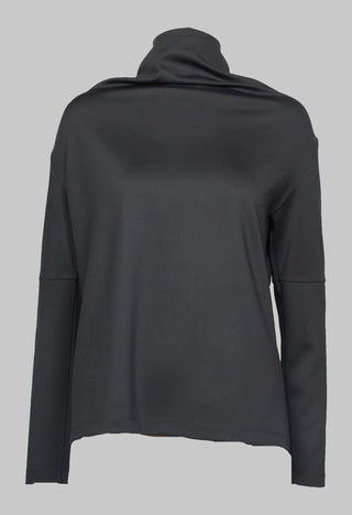 Draped Neck Top with Long Sleeves in Dark Grey
