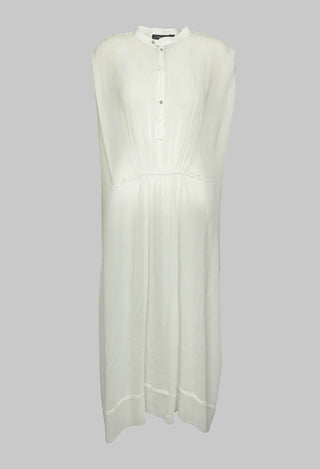 Sleeveless Washed Silk Shirt Dress in Off White