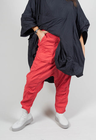 Drop Crotch Cargo Trousers in Cherry
