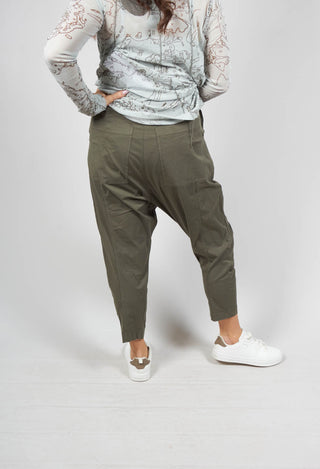 Drop Crotch Cargo Trousers in Olive