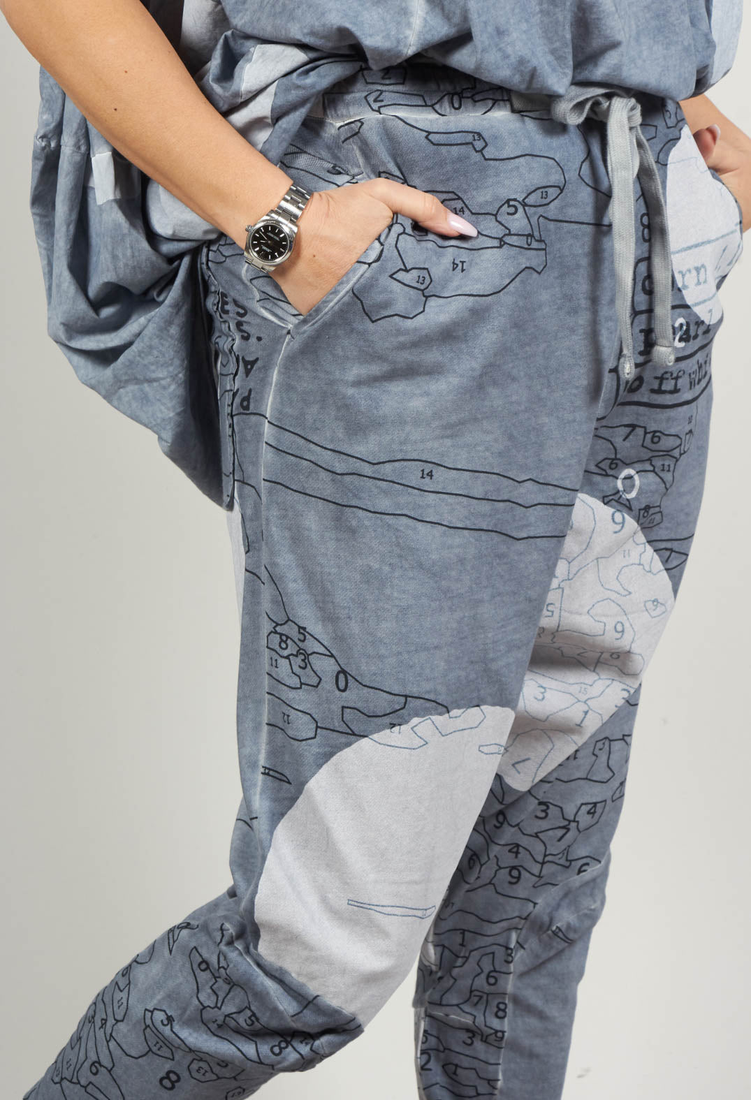 Drop Crotch Jersey Joggers in Water Print
