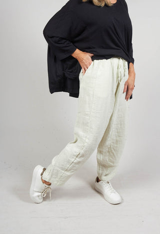 Drop Crotch Linen Trousers in Pearl