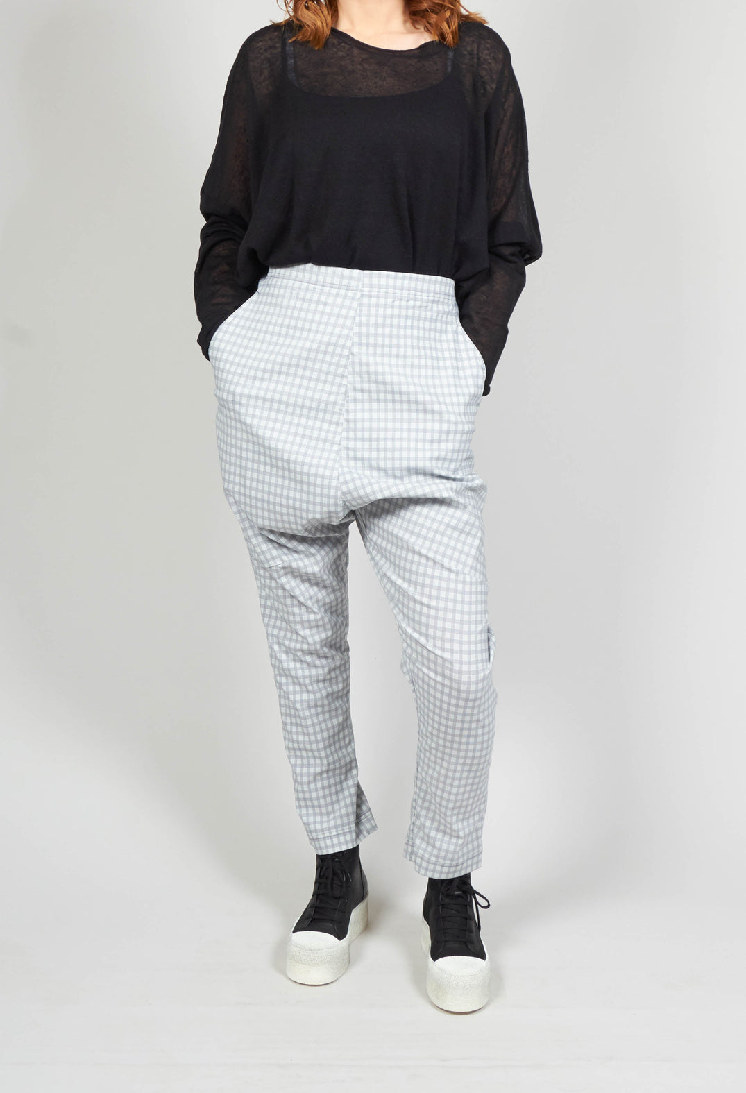 Drop Crotch Peg Trousers in Water Check
