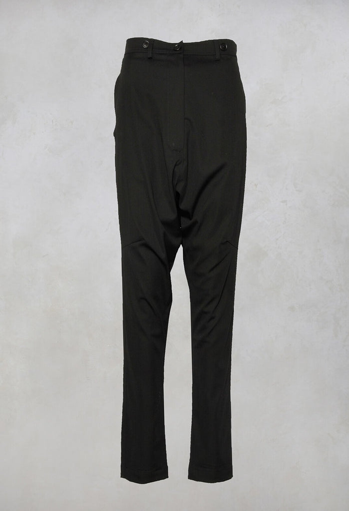 Drop Crotch Tailored Trousers in Black