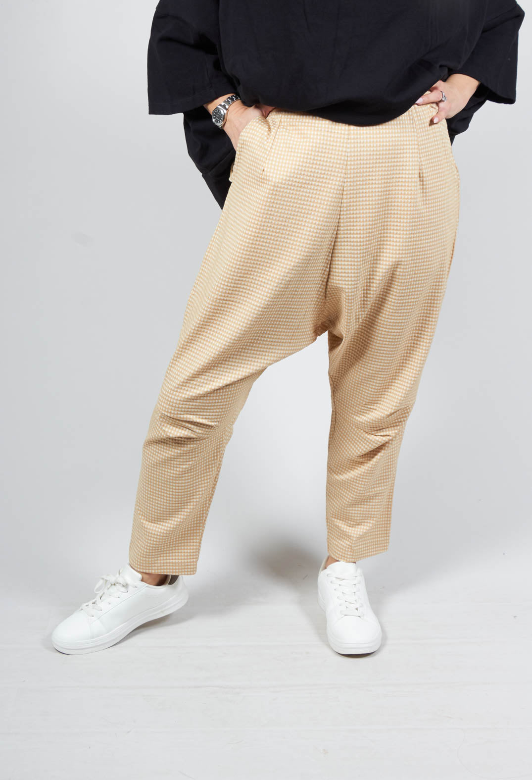 Drop Crotch Trousers in Corn Check
